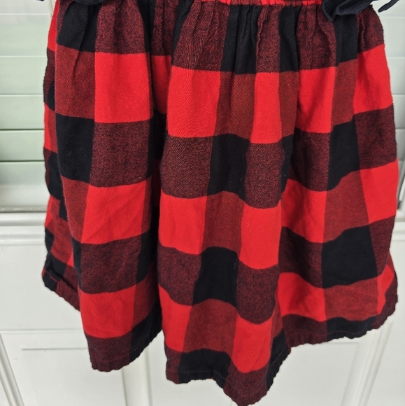 Carter's Kid Red Black Plaid Girls Dress Sz 5 Lined 100% Cotton Side Bows - Picture 9 of 13